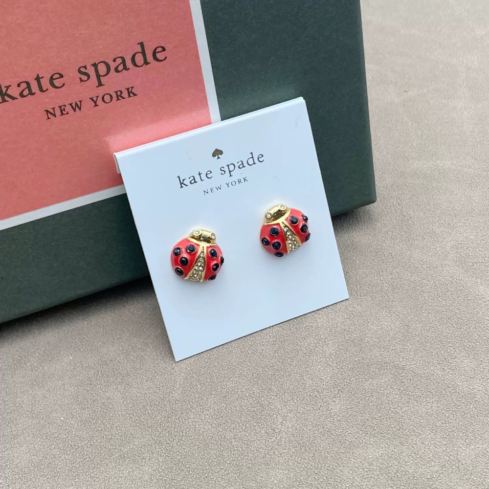kate spade Hand Painted Enamel CZ Ladybug Necklace Earrings Set
